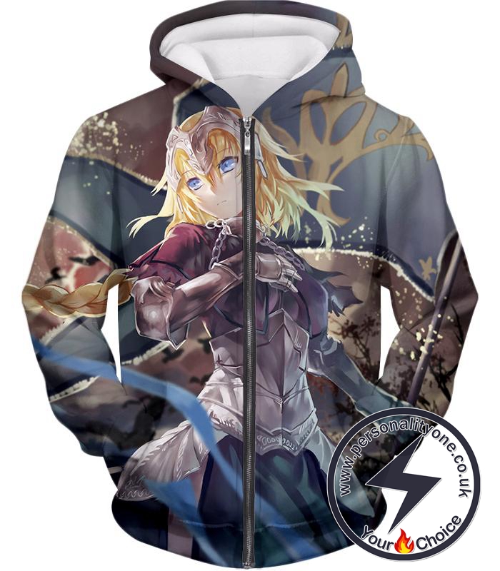 Fate Stay Night Beautiful Legend Joan of Arc Fate Apocrypha Action Zip Up Hoodie